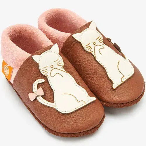 Orange children Lina the Kitten Learn Baby Slippers – Tiny Giggles