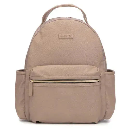 babymel leather backpack diaper bag Babymel Lola Vegan Leather Almond Diaper Bag – Tiny Giggles
