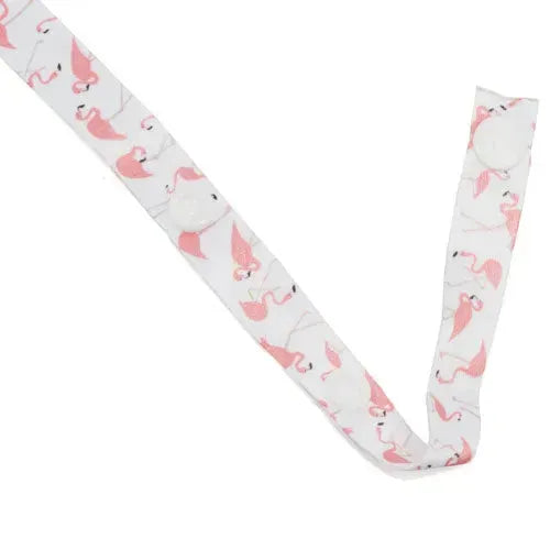 Speenkoord Wit met Roze Flamingo's - Tiny Giggles