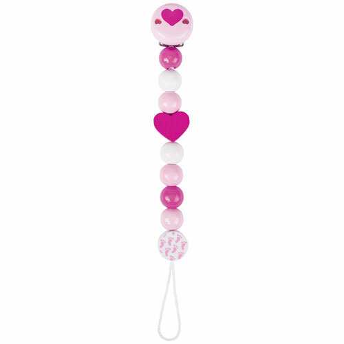 Heimess Fopspeenketting - Roze Hart L21cm