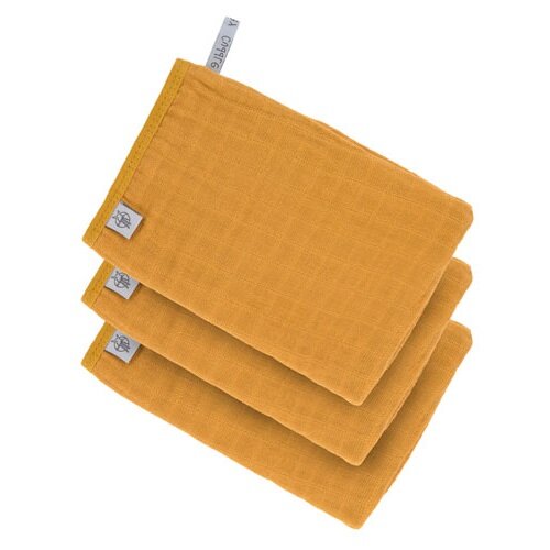 L&auml;ssig Mousseline Washandjes Mustard 3 Stuks