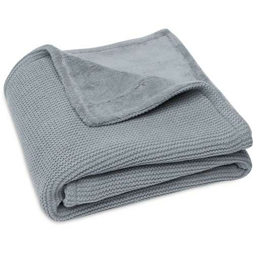 Jollein Deken Ledikant 100x150cm Basic Knit - Stone Grey/Fleece