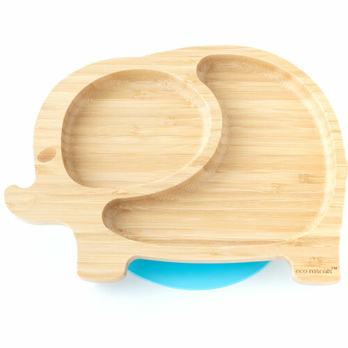 Eco Rascals Bamboe Olifant Bordje Met Zuignap - Blauw