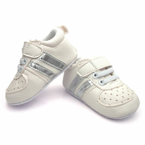 Baby Boy Sneakers Wit met Zilveren Strepen