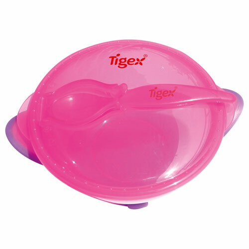 Tigex kom met zuignap en lepel - Roze