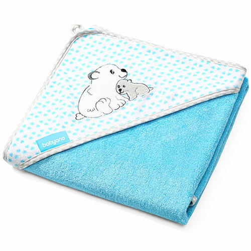 Babyono Bamboo Blauw Ijsbeer 76x76 cm Badcape