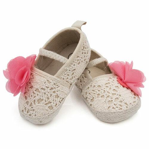 Baby ballerina&#039;s beige met rode bloem