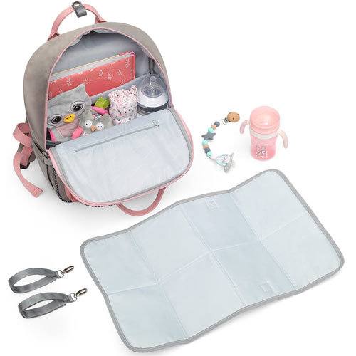 Babyono London Look Pink-Grey Verzorgingsrugzak