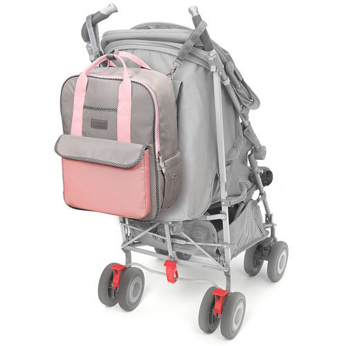 Babyono London Look Pink-Grey Verzorgingsrugzak