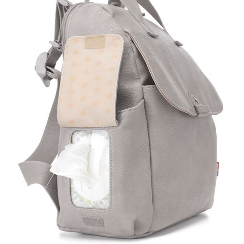 Babymel Robyn Convertible Backpack Faux Leather Pale Grey Luiertas