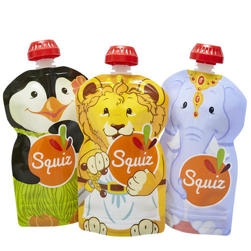 Squiz 3-pack herbruikbare knijpzakjes Carnaval 130 ml - met 1 SQUIZ zip