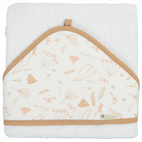 BimbiDreams Badcape - Cottage 100x100cm White/Pink