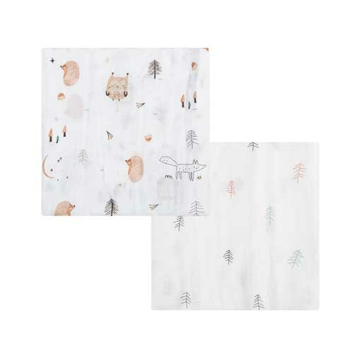 BimbiDreams Bamboe Hydrofiel Multidoek - Wonderland 120x120 cm (Set van 2)