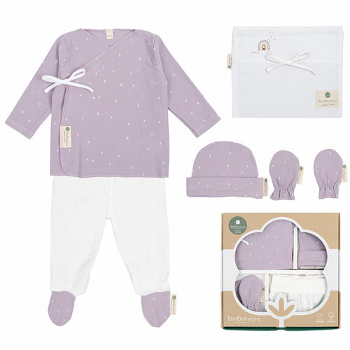 BimbiDreams Baby Newborn 5-Delige Set - Happy Days Paars