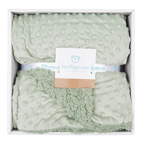 BimbiDreams Microvezel Deken Nopjes Sherpa - Mint 80x110 cm