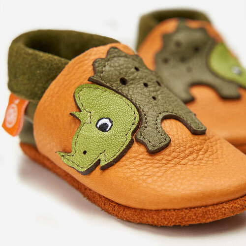 Orangenkinder Trixie de Triceratops Leer Babyslofjes