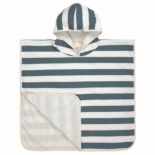 L&auml;ssig UV Strandponcho Block Stripes Milky/Blue