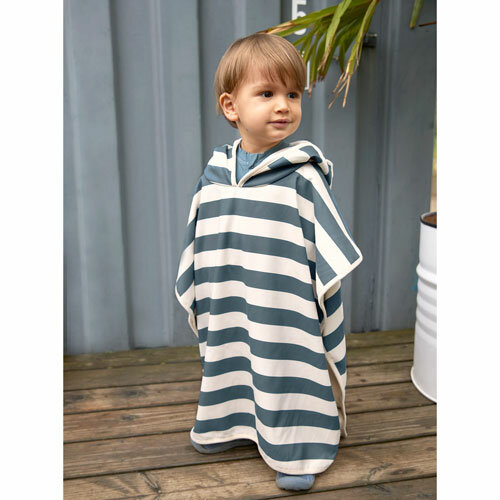 L&auml;ssig UV Strandponcho Block Stripes Milky/Blue