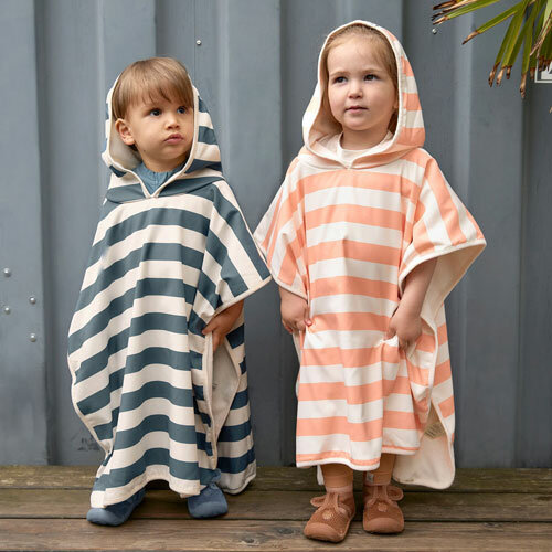 L&auml;ssig UV Strandponcho Block Stripes Milky/Blue