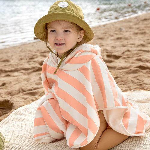 L&auml;ssig UV Strandponcho Block Stripes Milky/Peach