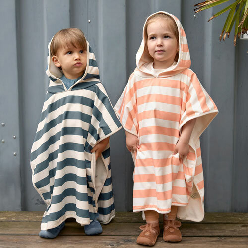 L&auml;ssig UV Strandponcho Block Stripes Milky/Peach