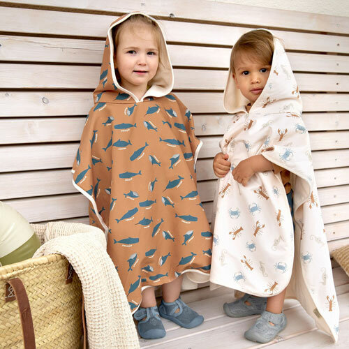 L&auml;ssig UV Strandponcho Sea Animals Milky