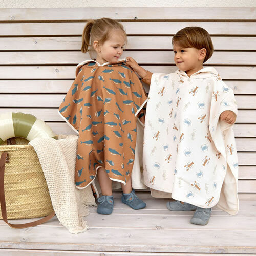 L&auml;ssig UV Strandponcho Sea Animals Milky