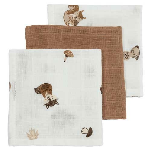 Meyco Monddoekjes 3-Pack Hydrofiel Forest Animal Toffee