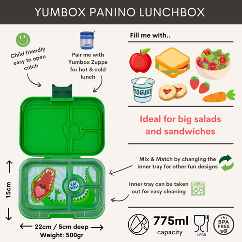 Yumbox Panino Bento 4  Vakken Jurassic Green 