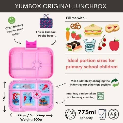 Yumbox Original Bento 6 Vakken Mermaid Power Pink