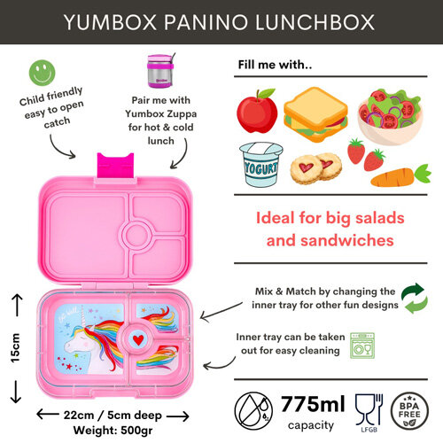 Yumbox Panino Bento 4 Vakken Unicorn Power Pink