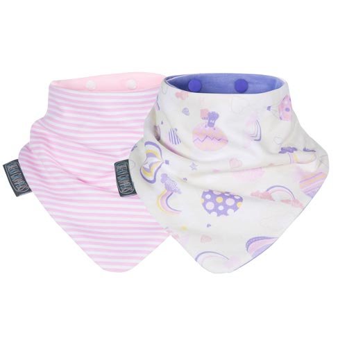 Cheeky Chompers Pink Rainbow &amp; Stripes Neckerbibs - Set van 2