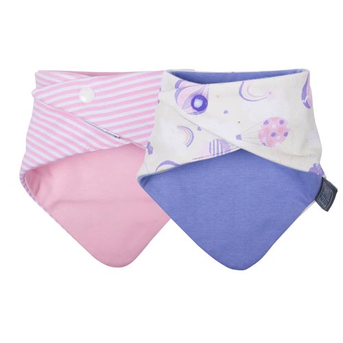 Cheeky Chompers Pink Rainbow &amp; Stripes Neckerbibs - Set van 2