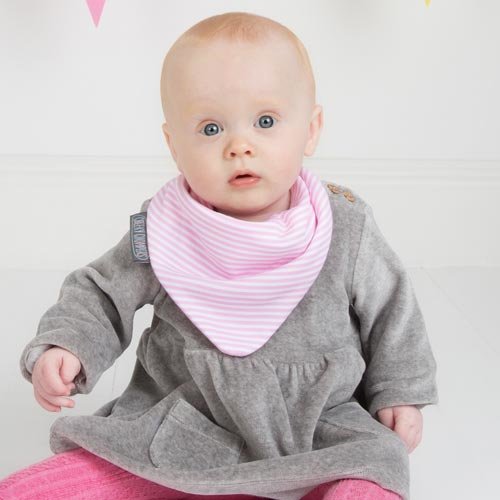 Cheeky Chompers Pink Rainbow &amp; Stripes Neckerbibs - Set van 2