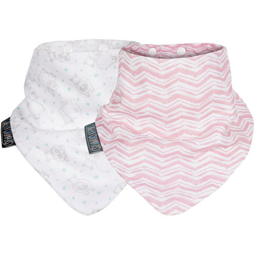 Cheeky Chompers Rosy Days &amp; Hippo Muslin Neckerbibs - Set van 2