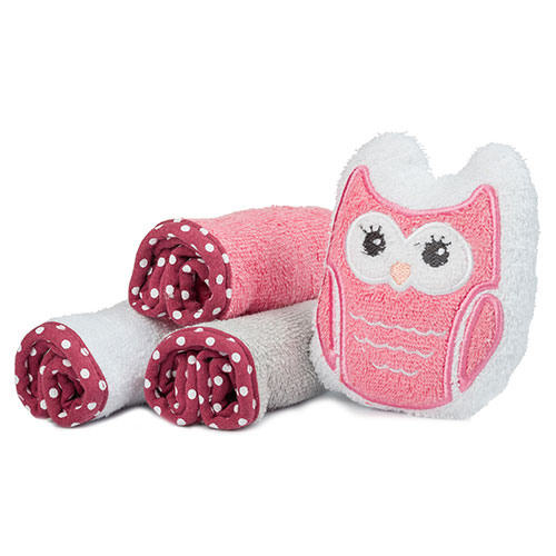 Babyono Roze Wasdoekjes 3 Stuks + Spons