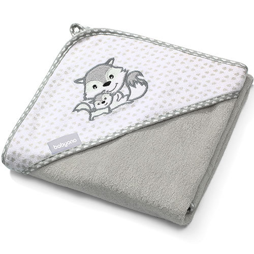 Babyono Bamboo Grijs Vosjes 76x76 cm Badcape