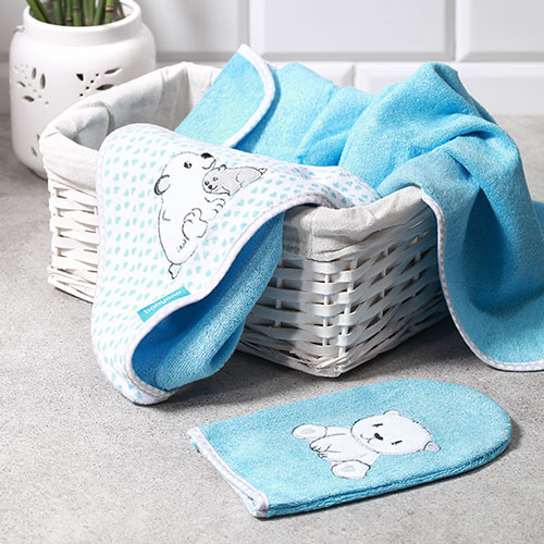 Babyono Bamboo Blauw Ijsbeer Washandje