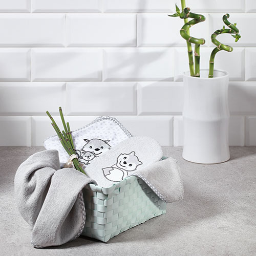 Babyono Bamboo Grijs Vos Washandje