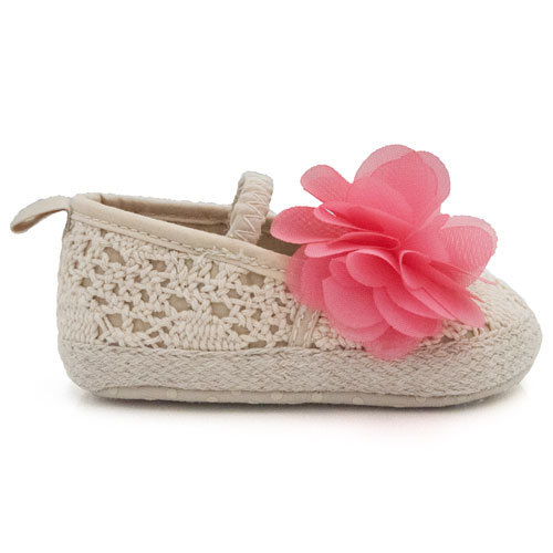 Baby ballerina&#039;s beige met rode bloem