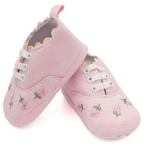 Baby schoenen roze met bloemenprint