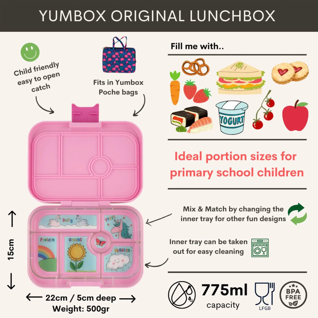 Roze kindvriendelijke lunchbox met vakjes, ideaal voor basisschoolkinderen, BPA-vrij, 775ml.
