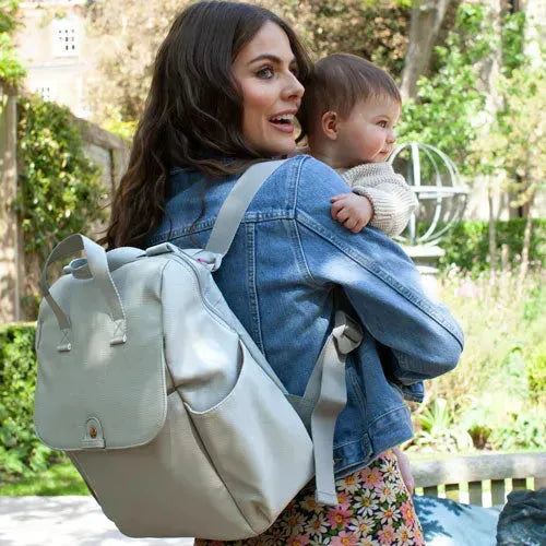 Babymel Robyn Convertible Backpack Faux Leather Pale Grey Luiertas - Tiny Giggles