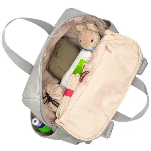 Babymel Robyn Convertible Backpack Faux Leather Pale Grey Luiertas - Tiny Giggles