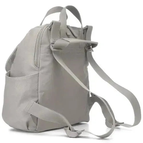 Babymel Robyn Convertible Backpack Faux Leather Pale Grey Luiertas - Tiny Giggles