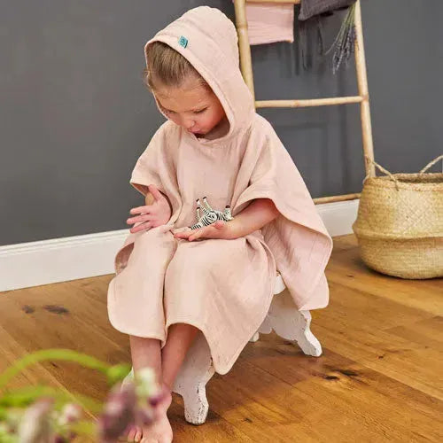 Lässig Mousseline Poncho Lichtroze - Tiny Giggles