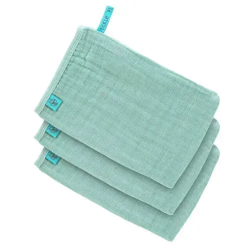 Lässig Mousseline Washandjes Mint 3 Stuks - Tiny Giggles