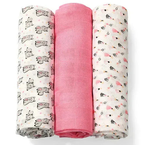 Babyono Bamboe Hydrofiele Luiers Roze 3 Stuks - Tiny Giggles