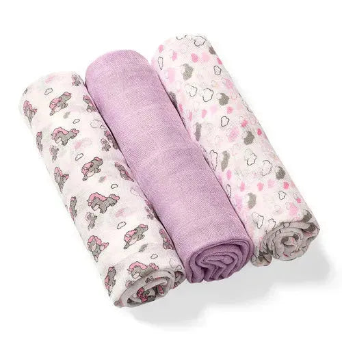 Babyono Bamboe Hydrofiele Luiers Lila 3 Stuks - Tiny Giggles