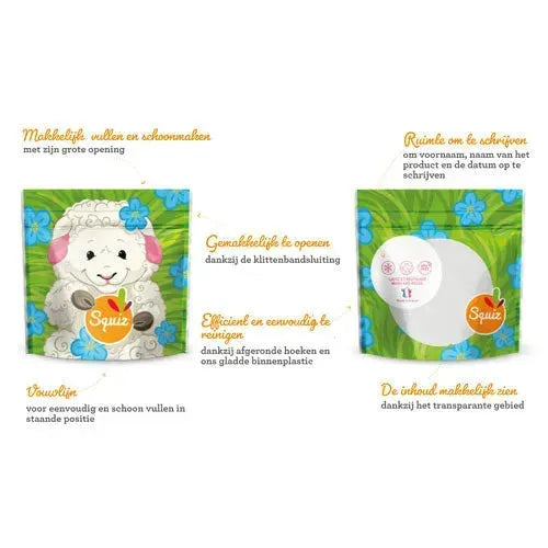 Squiz 3-Pack Multifunctionele Snackzakjes - De Boerderij Collectie - Tiny Giggles